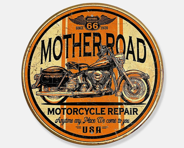 Mother Road Motorcycle Repair - Tin Metal Sign For the Gear Head Sign Box Co.