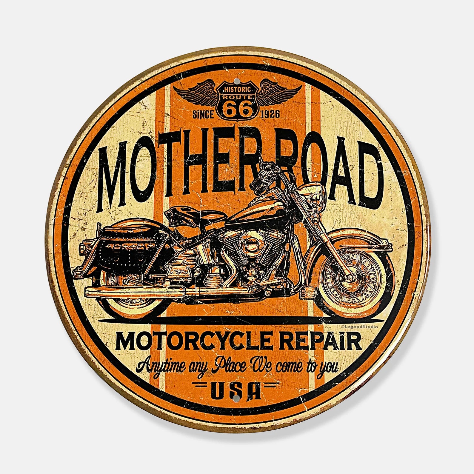 Mother Road Motorcycle Repair - Tin Metal Sign For the Gear Head Sign Box Co.