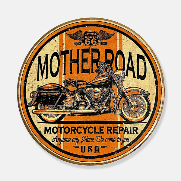 Mother Road Motorcycle Repair - Tin Metal Sign For the Gear Head Sign Box Co.