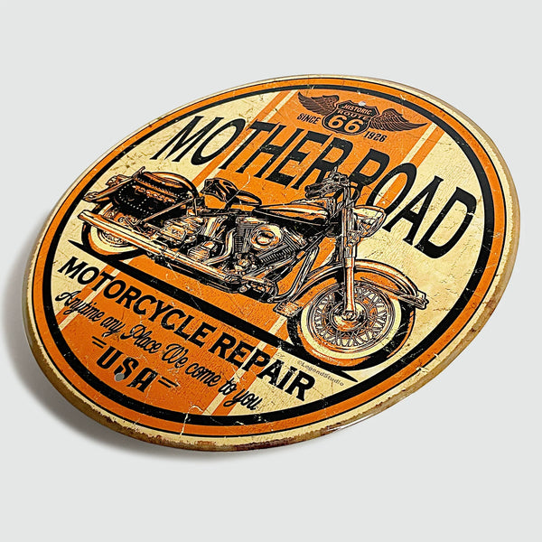 Mother Road Motorcycle Repair - Tin Metal Sign For the Gear Head Sign Box Co.