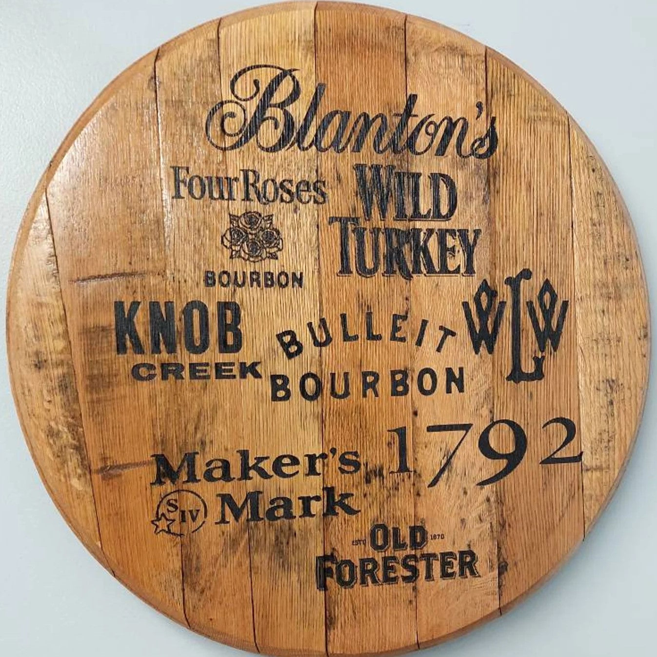 The World of Bourbon Barrel Top - Wall Hanging For the Man Cave Gambill Woodworking