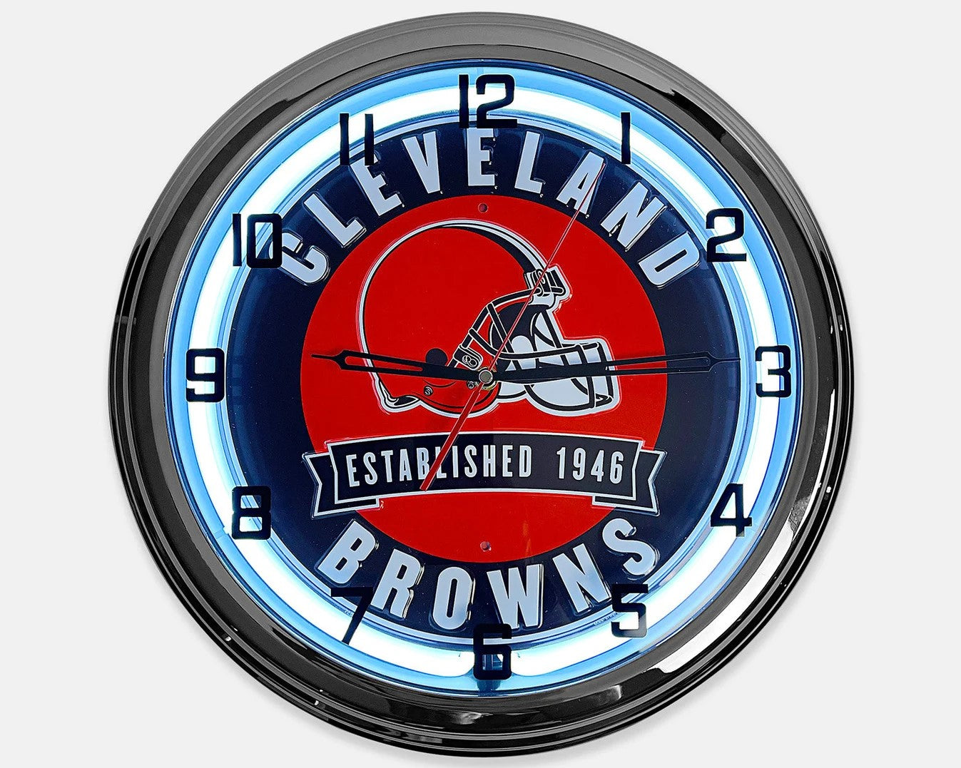Cleveland Browns - Metal White Neon Clock For the Sports Lover Sign Box Co.
