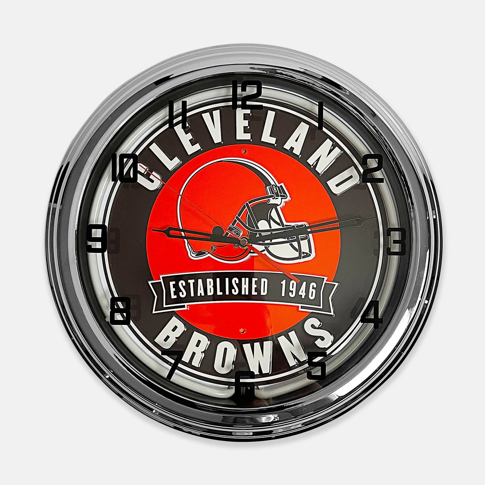 Cleveland Browns - Metal White Neon Clock For the Sports Lover Sign Box Co.