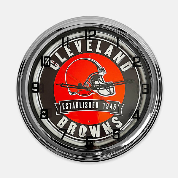 Cleveland Browns - Metal White Neon Clock For the Sports Lover Sign Box Co.