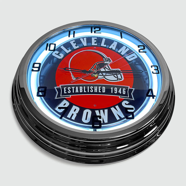 Cleveland Browns - Metal White Neon Clock For the Sports Lover Sign Box Co.