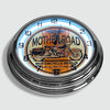 Mother Road Motorcycle Repair - Metal White Neon Clock For the Gear Head Sign Box Co.