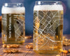 City Map Beer Can Glass - Top 50 US Cities