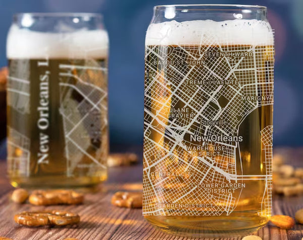 City Map Beer Can Glass - Top 50 US Cities