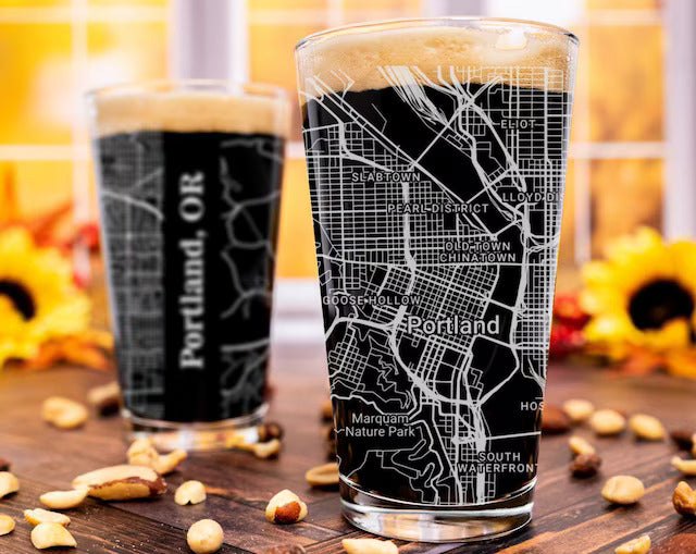 City Map Pint Glass - Top 50 US Cities
