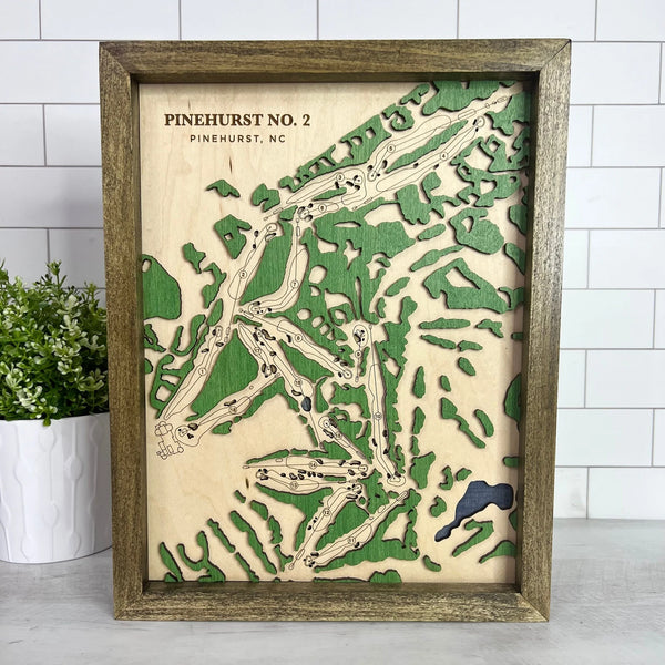 Pinehurst No. 2 - Handmade Wood Course Map For the Sports Lover Bauer Gift Co.