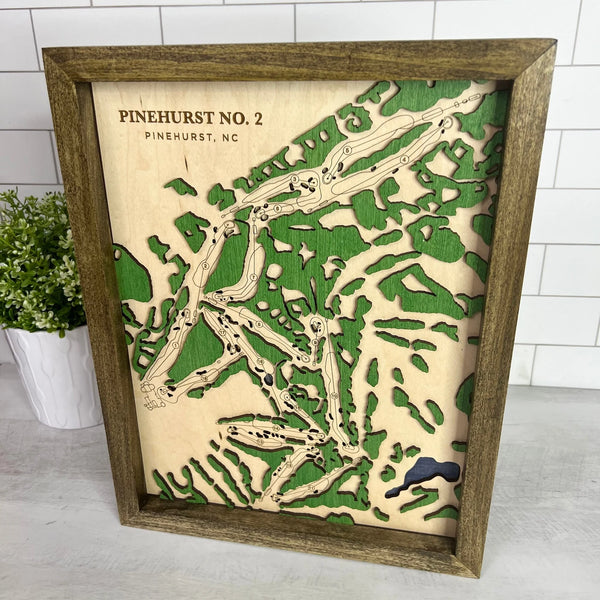 Pinehurst No. 2 - Handmade Wood Course Map For the Sports Lover Bauer Gift Co.