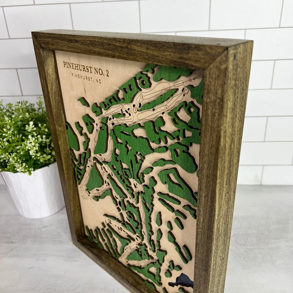 Pinehurst No. 2 - Handmade Wood Course Map For the Sports Lover Bauer Gift Co.