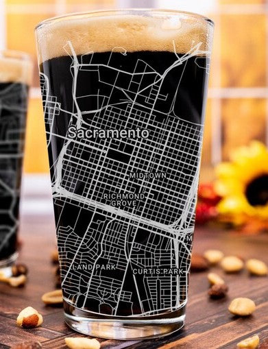 City Map Pint Glass - Top 50 US Cities For the Bar Hometown Gifts