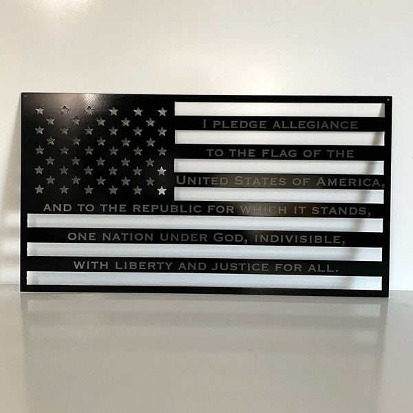 Pledge of Allegiance American Flag - Laser Etched Metal For the Man Cave McCurdy Woodworking
