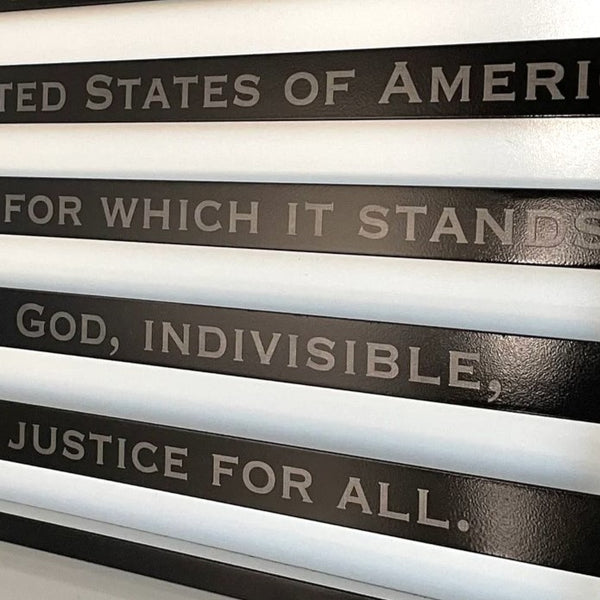 Pledge of Allegiance American Flag - Laser Etched Metal For the Man Cave McCurdy Woodworking