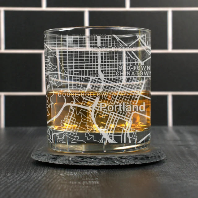City Map Rocks Glass - Top 50 US Cities