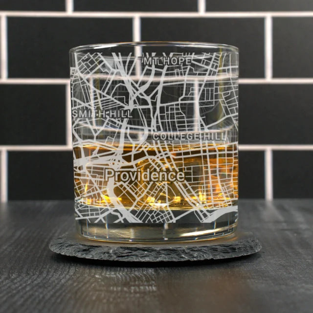 City Map Rocks Glass - Top 50 US Cities