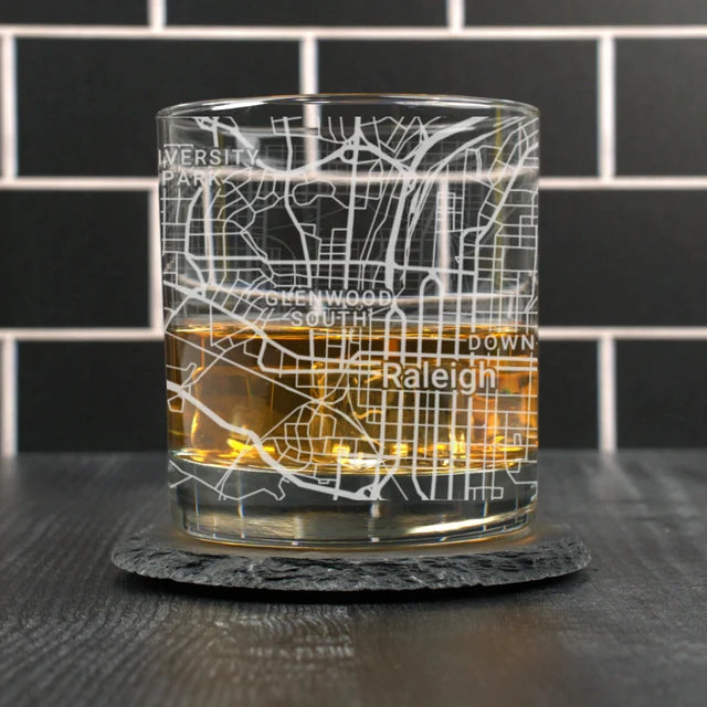 City Map Rocks Glass - Top 50 US Cities