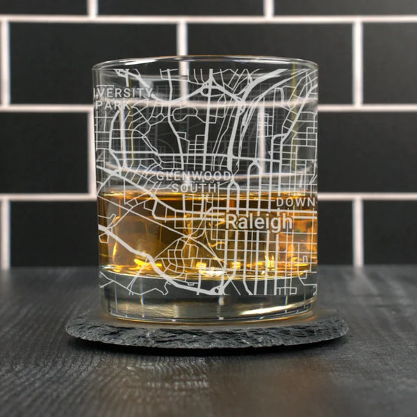 City Map Rocks Glass - Top 50 US Cities