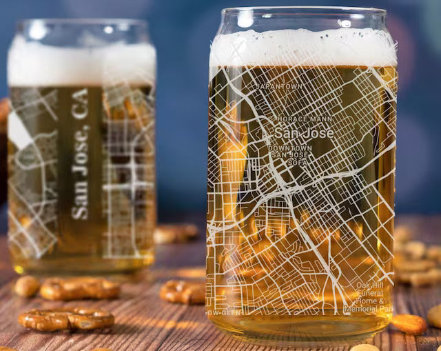 City Map Beer Can Glass - Top 50 US Cities