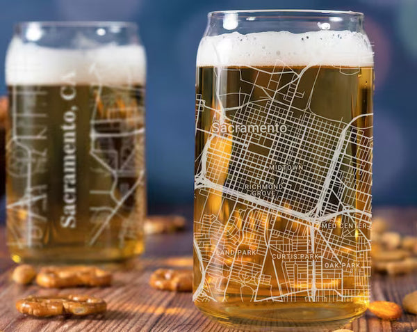 City Map Beer Can Glass - Top 50 US Cities