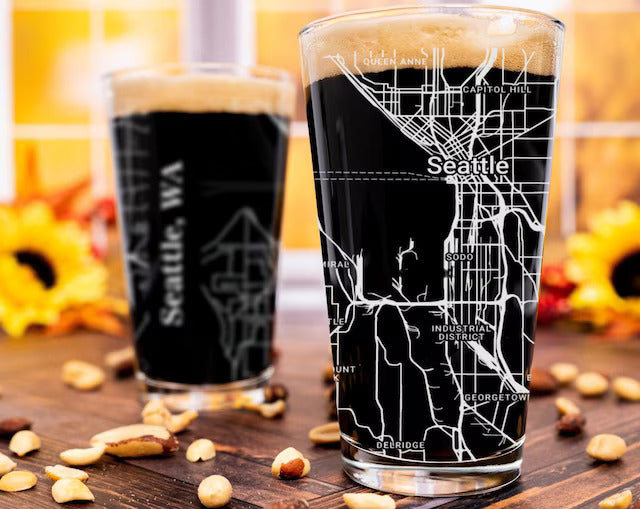 City Map Pint Glass - Top 50 US Cities