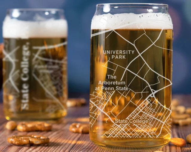 City Map Beer Can Glass - Top 50 US Cities For the Bar Hometown Gifts State College PA