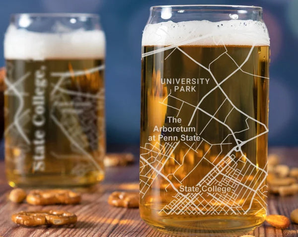 City Map Beer Can Glass - Top 50 US Cities For the Bar Hometown Gifts State College PA