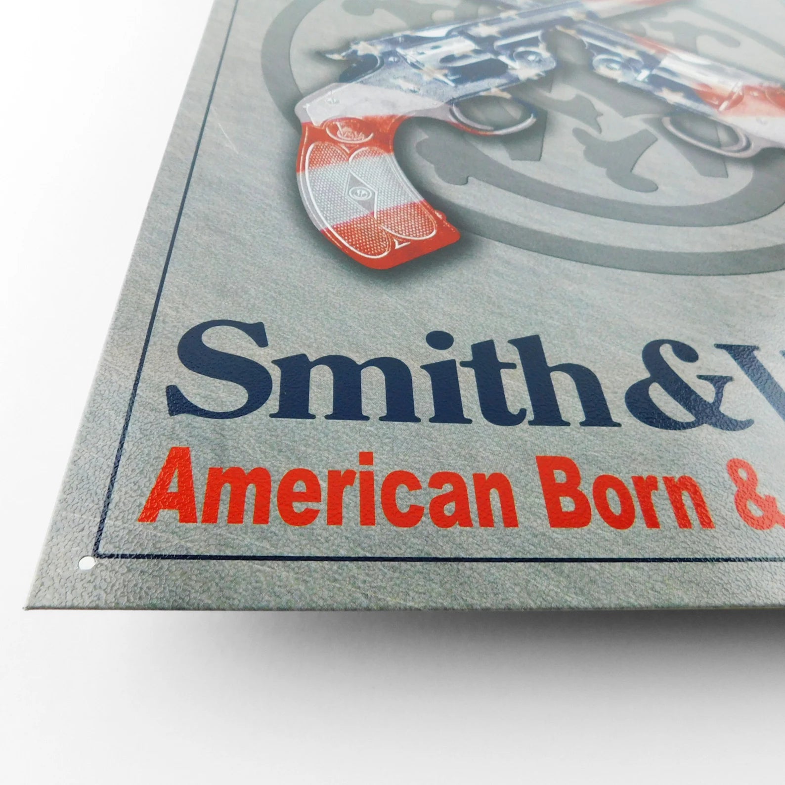 Smith & Wesson 'American Born and Bred' - Tin Metal Sign For the Man Cave Sign Box Co.