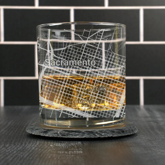 City Map Rocks Glass - Top 50 US Cities
