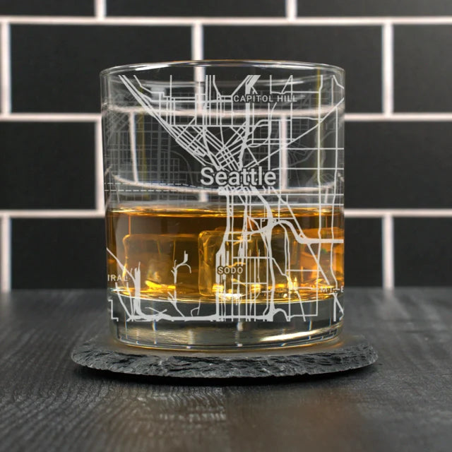 City Map Rocks Glass - Top 50 US Cities