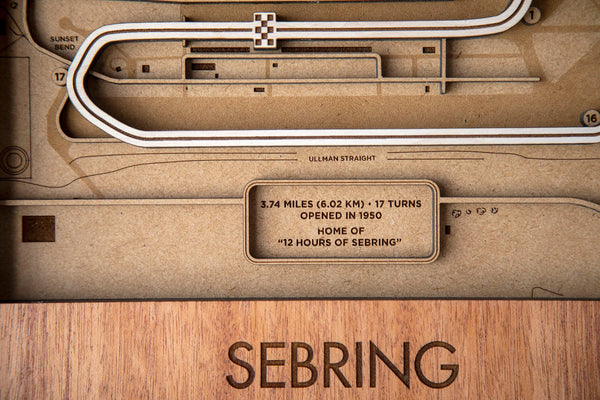 Sebring International Raceway - 3D Wood Track Map For the Gear Head Karta Trek
