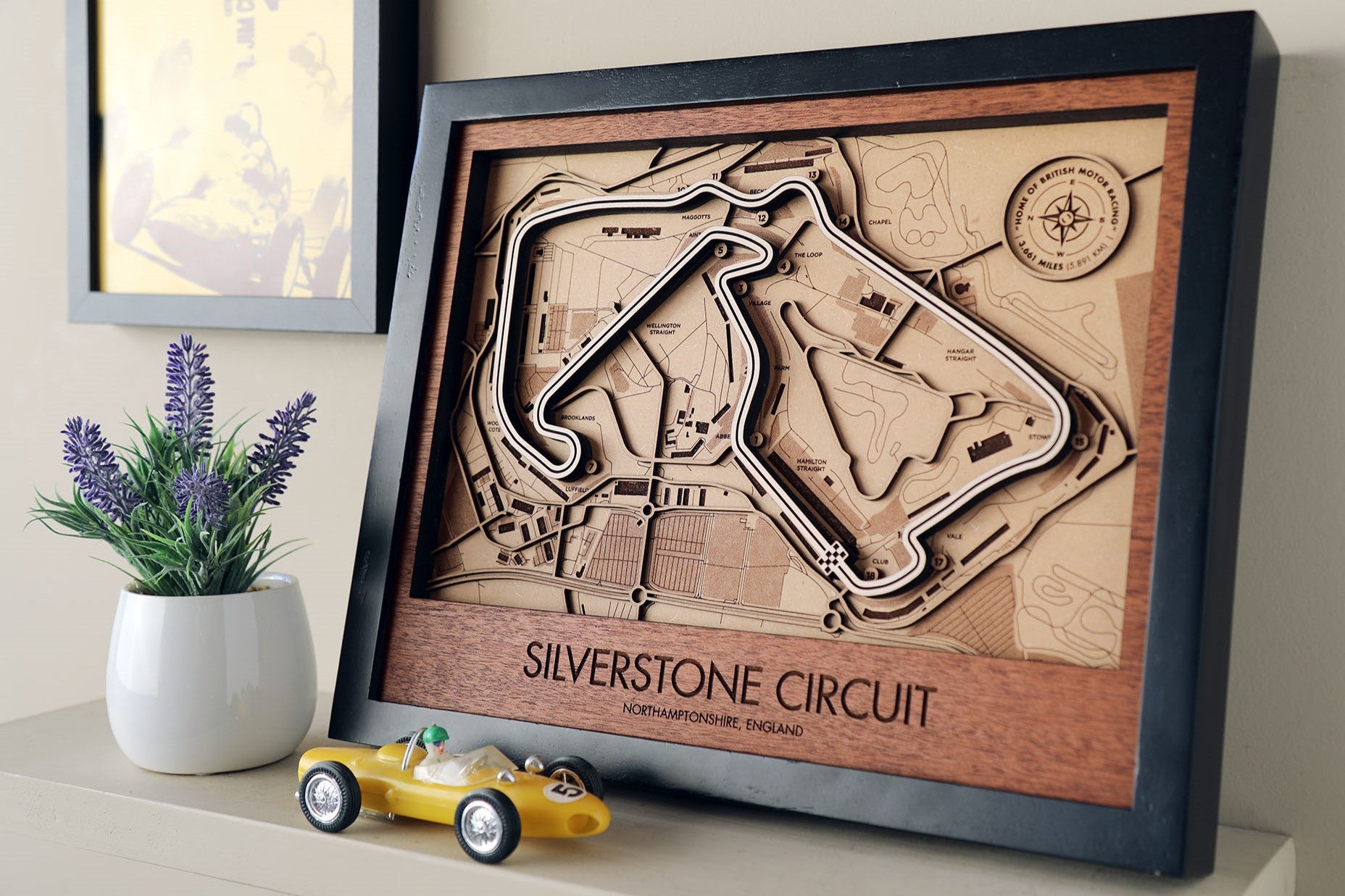 Silverstone Circuit - Formula 1 - 3D Wood Track Map For the Gear Head Karta Trek