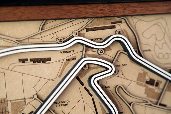 Silverstone Circuit - Formula 1 - 3D Wood Track Map For the Gear Head Karta Trek