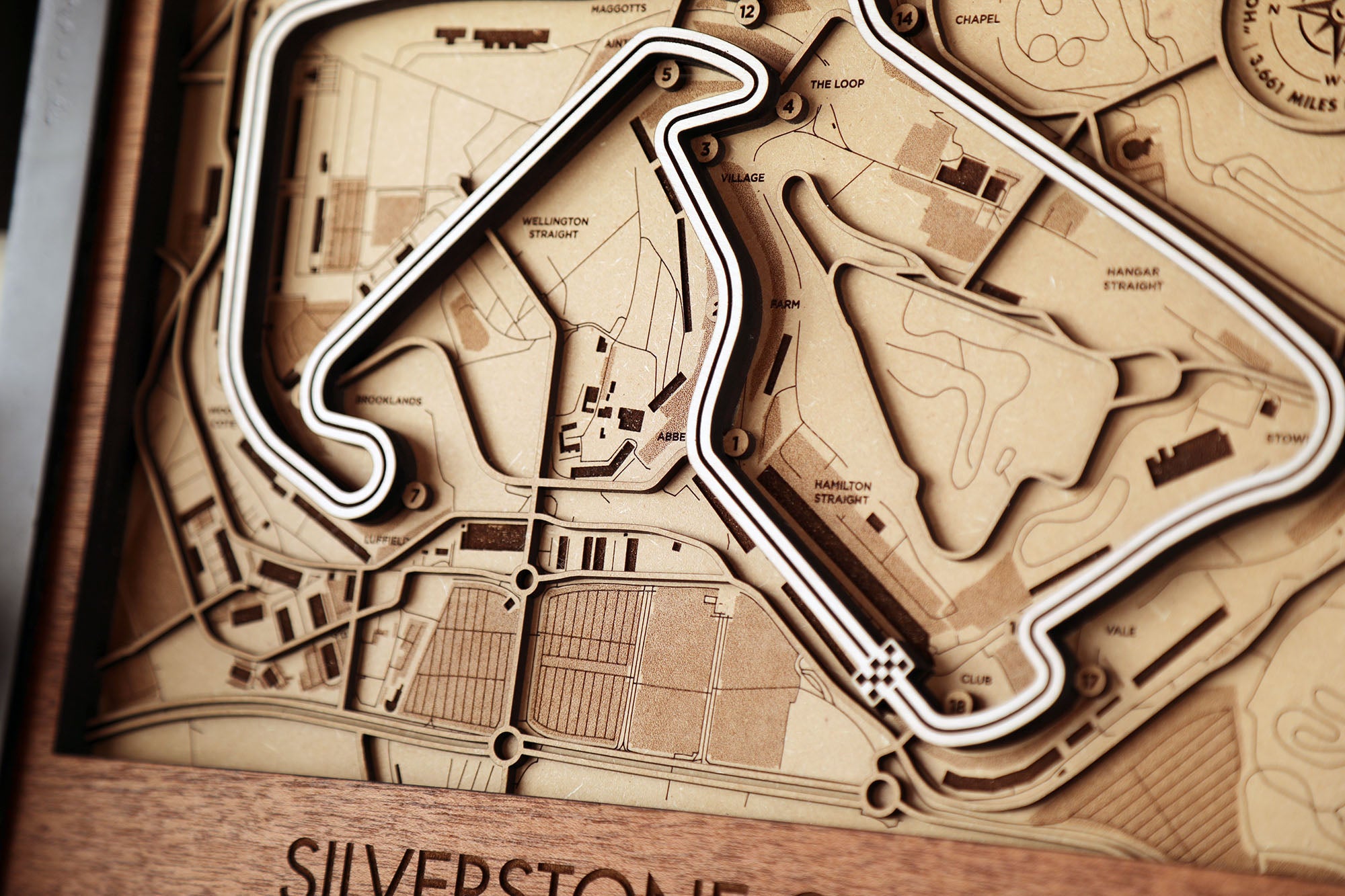 Silverstone Circuit - Formula 1 - 3D Wood Track Map For the Gear Head Karta Trek