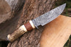 Skinner Knife - Damascus Steel – Stag Handle For the Outdoorsman Orklo Knives