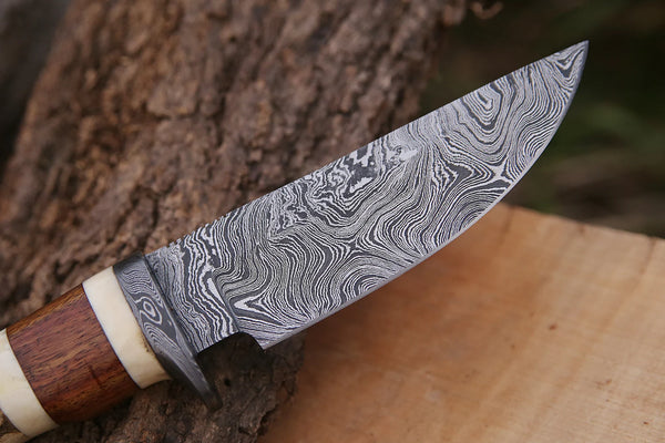 Skinner Knife - Damascus Steel – Stag Handle For the Outdoorsman Orklo Knives