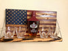 Whiskey Bottle Rack - Blue with Red Stripes and Burnt Wood For the Bar 13 Stripes