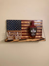 Whiskey Bottle Rack - Blue with Red Stripes and Burnt Wood For the Bar 13 Stripes