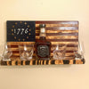 Whiskey Bottle Rack - 1776 Blue with Red Stripes and Burnt Wood For the Bar 13 Stripes