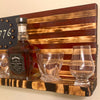Whiskey Bottle Rack - 1776 Blue with Red Stripes and Burnt Wood For the Bar 13 Stripes