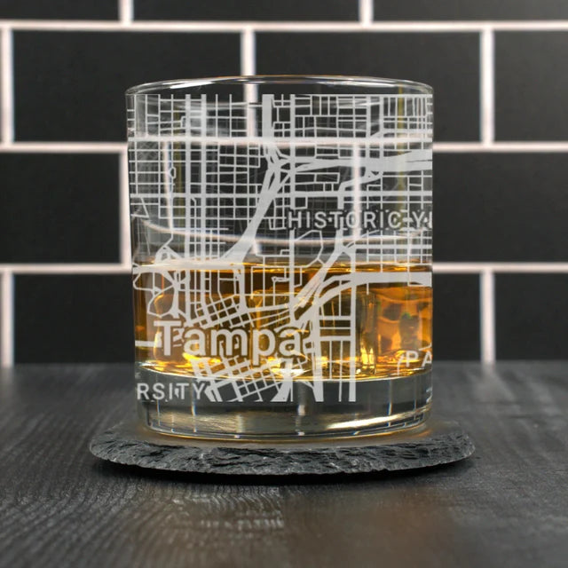 City Map Rocks Glass - Top 50 US Cities