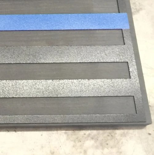 Metal American Flag on Gray Wood - Thin Blue Line For the Man Cave McCurdy Woodworking