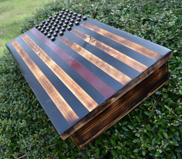 Thin Red Line American Flag Concealed Gun Case - With Magnetic Release For the Outdoorsman 13 Stripes