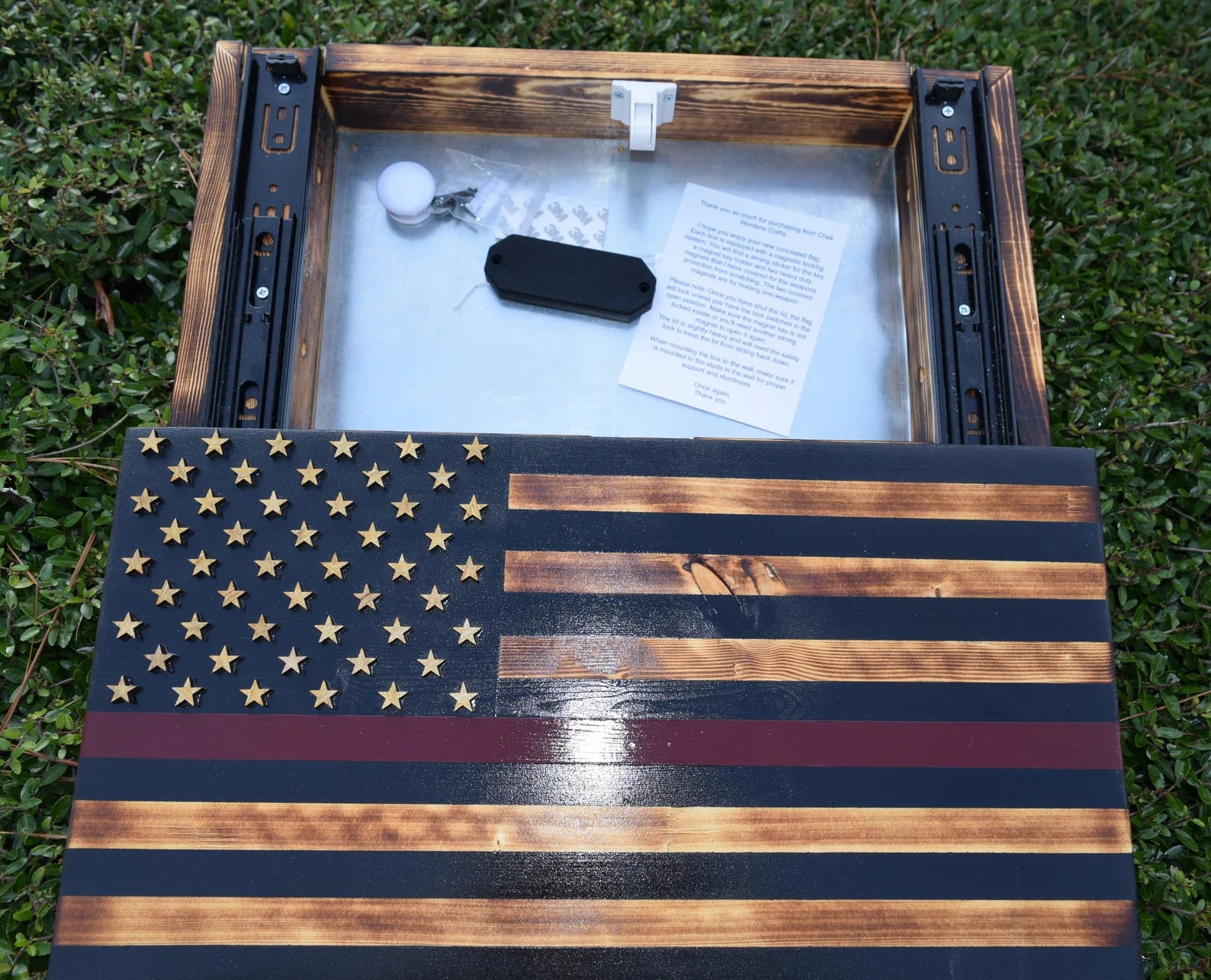 Thin Red Line American Flag Concealed Gun Case - With Magnetic Release For the Outdoorsman 13 Stripes