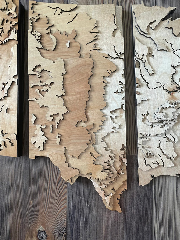 4 Foot Wide US Topo Map - Layered Wood Sign For the Man Cave Arizona Copper Beard