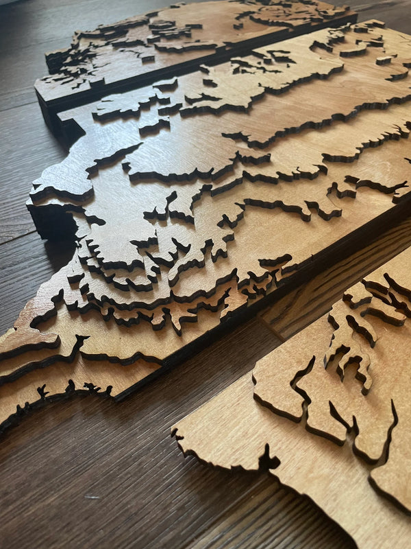 4 Foot Wide US Topo Map - Layered Wood Sign For the Man Cave Arizona Copper Beard