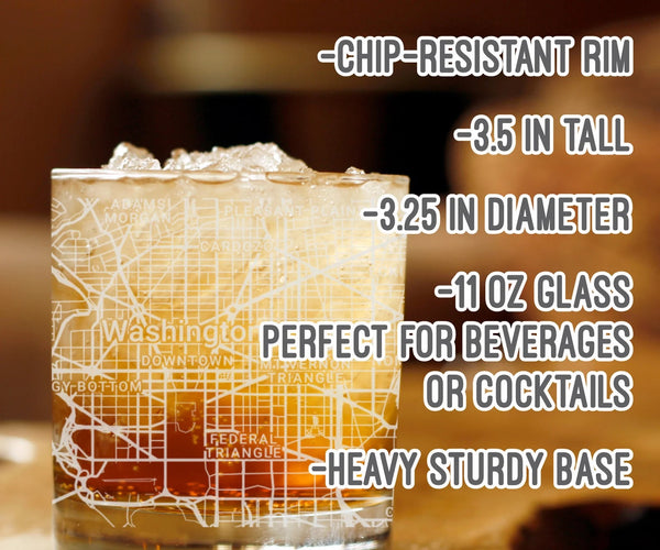 City Map Rocks Glass - Top 50 US Cities For the Bar Hometown Gifts