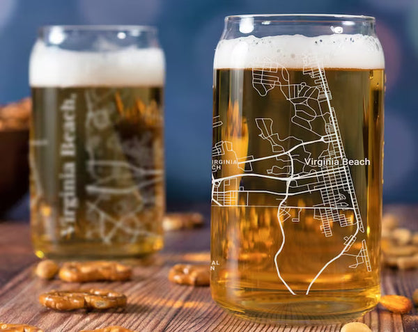 City Map Beer Can Glass - Top 50 US Cities