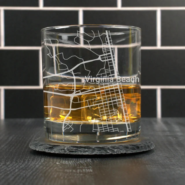 City Map Rocks Glass - Top 50 US Cities